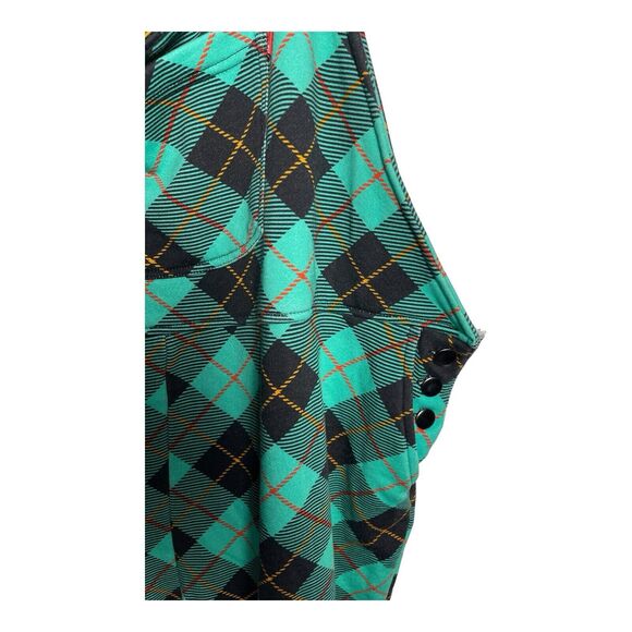 Shinesty Green & Black FrenchTerry Cloth Plaid‎ Overalls Size XL 90s Vibes - Picture 15 of 15